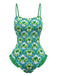 Maillot de bain imprimé cocotier tropical années 1960