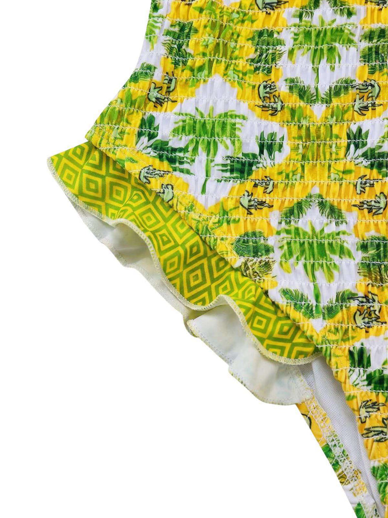 Maillot de bain imprimé cocotier tropical années 1960