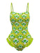 Maillot de bain imprimé cocotier tropical années 1960