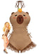 Maillot de bain marron à lacets imprimé capybara années 60