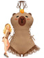 Maillot de bain marron à lacets imprimé capybara années 60