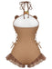 Maillot de bain marron à lacets imprimé capybara années 60