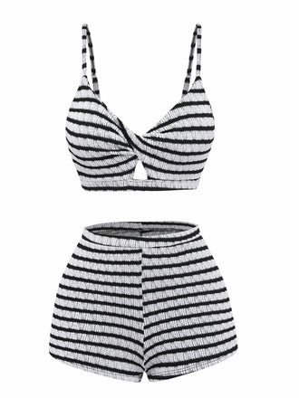 Ensemble Bikini Vintage Bicolore Noir et Blanc années 30 3