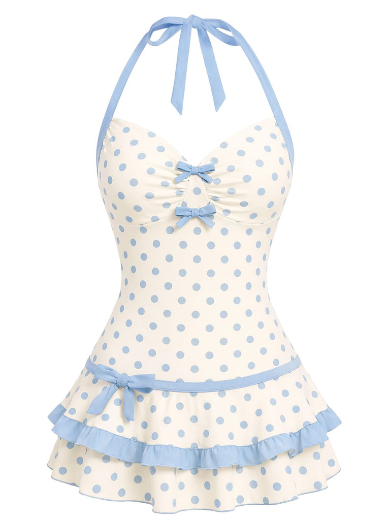 [Prévente] Maillot de bain jaune col licou à pois années 40
