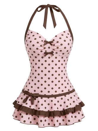 [Prévente] Maillot de bain une pièce rise pois nœud dos nu 1940s