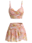 [Prévente] Maillot de Bain 3PCS Floral en Filet Cowl Neck Années 1950