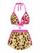Ensemble tankini marron imprimé léopard années 1950