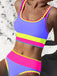 3PCS Contraste de Couleur Zigzag Bordure Ensemble Tankini & Cache-Maillot Années 1950 8