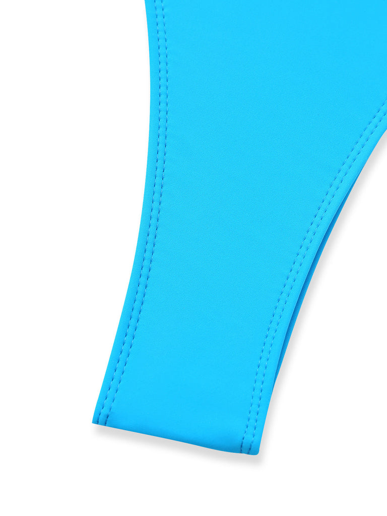 Bleu Halter Étoile de Mer Ensemble Bikini Années 1980 5