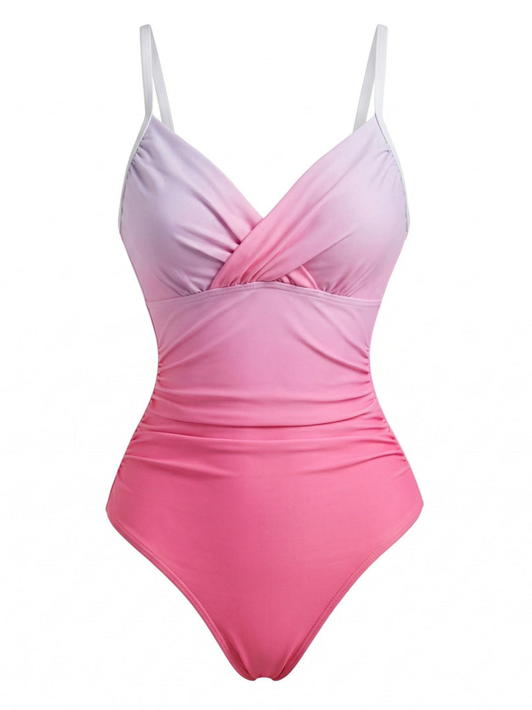 Maillot de bain une pièce dégradé à bretelles croisées années 1940