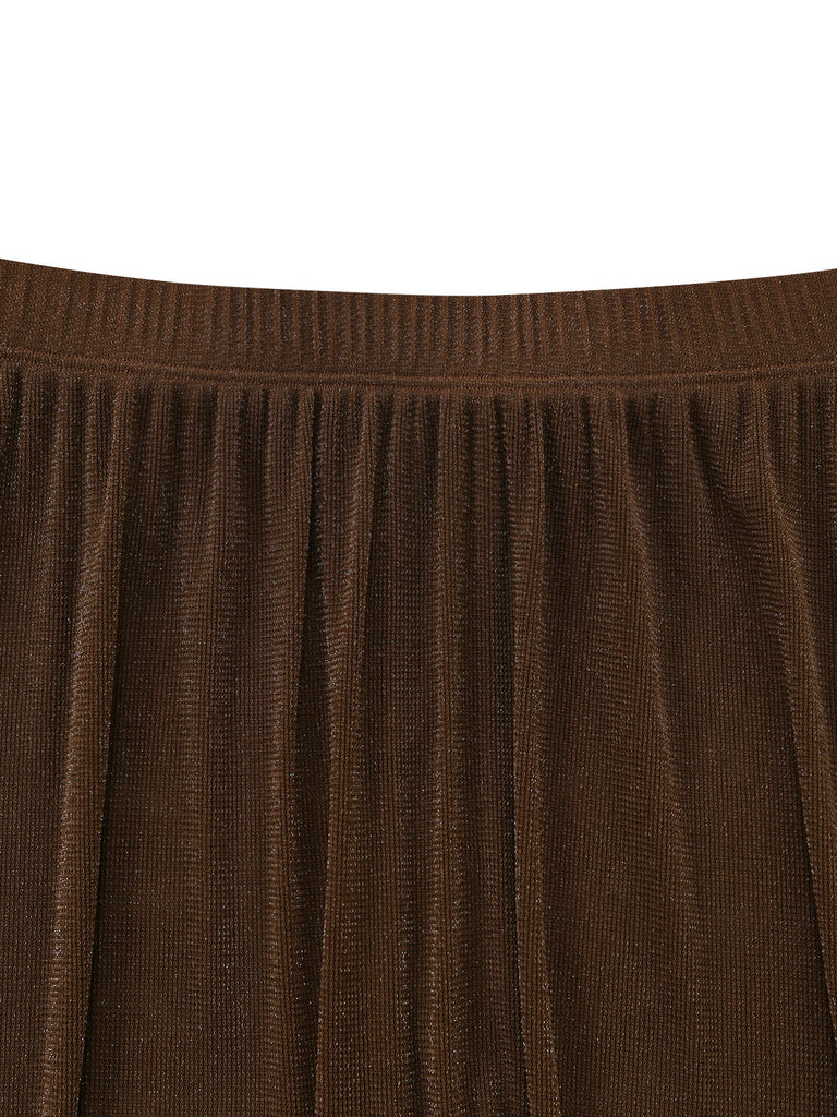 Marron Halter Uni Cache-Maillot Ensemble Années 1940 4