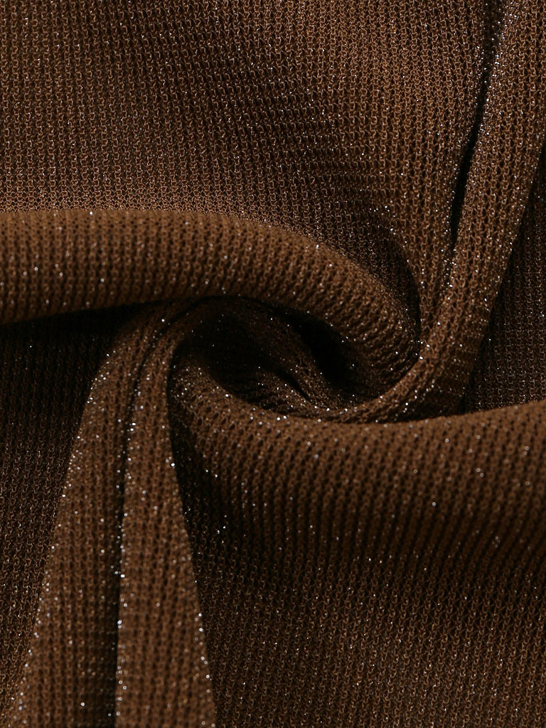 Marron Halter Uni Cache-Maillot Ensemble Années 1940 5