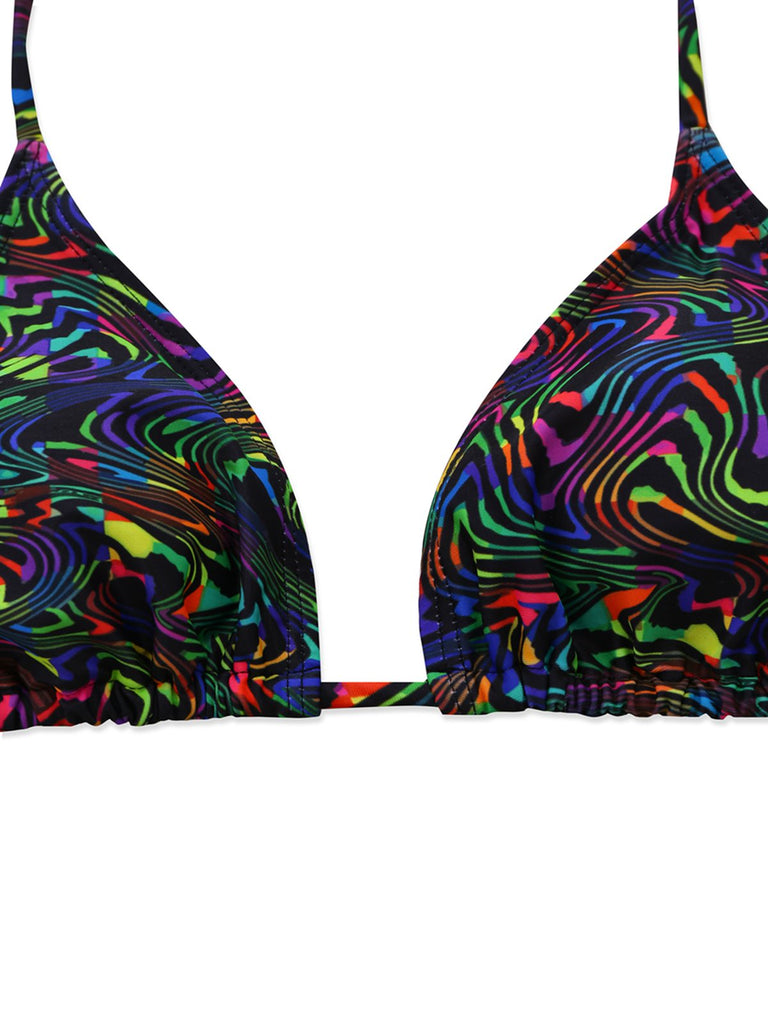 Maillot de Bain 2PCS Noir Camo & en Filet Crop Années 1960 3