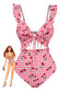 Maillot de bain une pièce rouge à carreaux cerise années 50