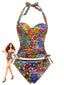 Ensemble tankini bretelles Daisy années 2000