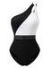 Maillot de Bain Une Épaule Colorblock Uni Années 1960 2