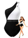 Maillot de Bain Une Épaule Colorblock Uni Années 1960