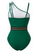 Maillot de Bain Une Épaule Colorblock Uni Années 1960 8