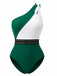 Maillot de Bain Une Épaule Colorblock Uni Années 1960 7