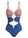Maillot de Bain Une Pièce à Étoiles et Rayures à Découpes Années '40 2