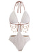 Maillot de Bain Uni Métal Chaîne Découpé Années 1930