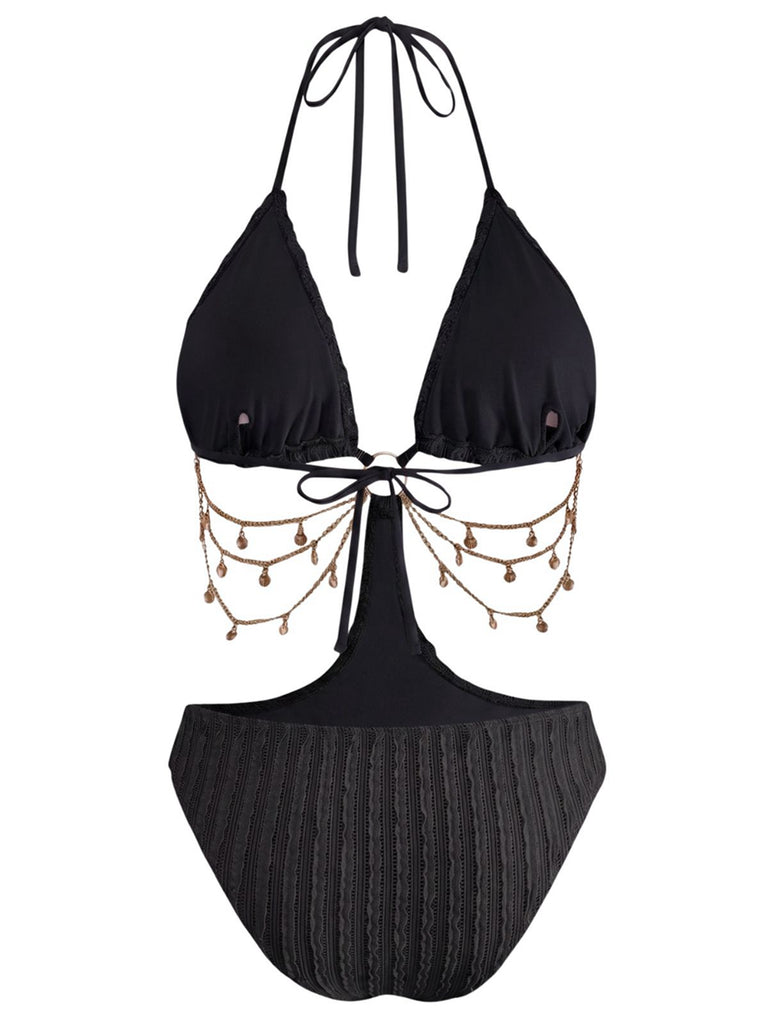 Maillot de Bain Uni Métal Chaîne Découpé Années 1930