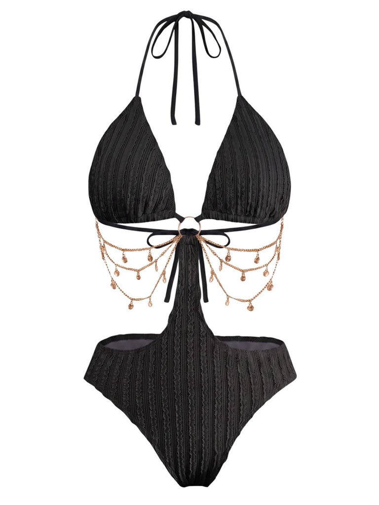 Maillot de Bain Uni Métal Chaîne Découpé Années 1930