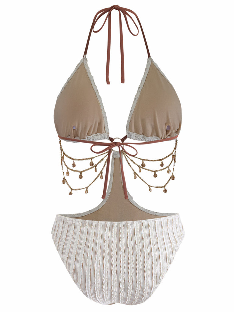 Uni Metal Chaîne Découpé Maillot de Bain Années 1930 4