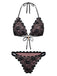 Ensemble Bikini Halter Dos Nu en Dentelle Noir Années 1940 2
