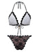 Ensemble Bikini Halter Dos Nu en Dentelle Noir Années 1940 3