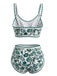 Ensemble Bikini Rose Col Rond Floral Taille Haute Années 1950