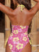 Set Bikini Halter à Fleurs à Bretelles Perlées Années '80 3