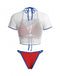 3PCS Set Bikini avec Crop Top en Résille Imprimé Patriotique Années '80 5
