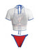 3PCS Ensemble Bikini et Cache Maillot Imprimé Patriotique Années 80