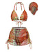 Orange Psychédélique à Pois Filet Ensemble Bikini Années 1960 2