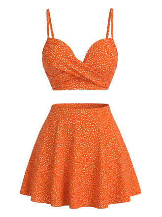 à Pois Taille Haute Ensemble Bikini & Cache-Maillot Années 1950 2