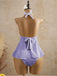 Ensemble tankini halter en V profond floral texturé années 1950