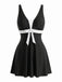 Ensemble Tankini Bicolore Nœud Noir et Blanc années 50 2