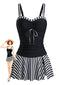 [Prévente] Ensemble Tankini Noir Rayé Froncé Années 50
