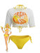 Bikini Triangle Jaune Dos Nu et Cache-Maillot Années 1960