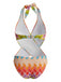 Maillot de Bain 2PCS Multicolore Géométrique Halter Boho Années 1970 4