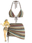 Ensemble bikini bohème multicolore et cache-maillot années 70