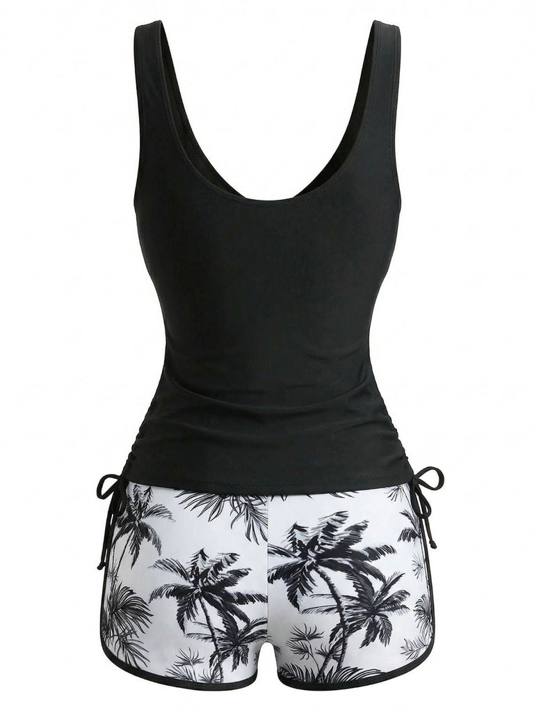 Set Tankini à Palmiers Croisé Color Block Années '50 9