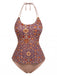 Set Tankini Halter à Imprimés Floraux Rétro Années '40 9