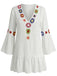 Cache Maillot à Volants et Broderie Florale Col V Années '70 4
