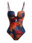Maillot de Bain Une Pièce Imprimé Feuillages Tropicaux Années 1950