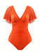 Maillot de Bain Manches à Volants Ajouré Col en V Palmier années 50 6