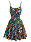 Ensemble tankini floral multicolore à col en U années 1940