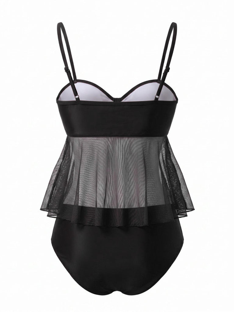 Maillot de Bain en Filet High Waist Nœud Tie Années 1950 8