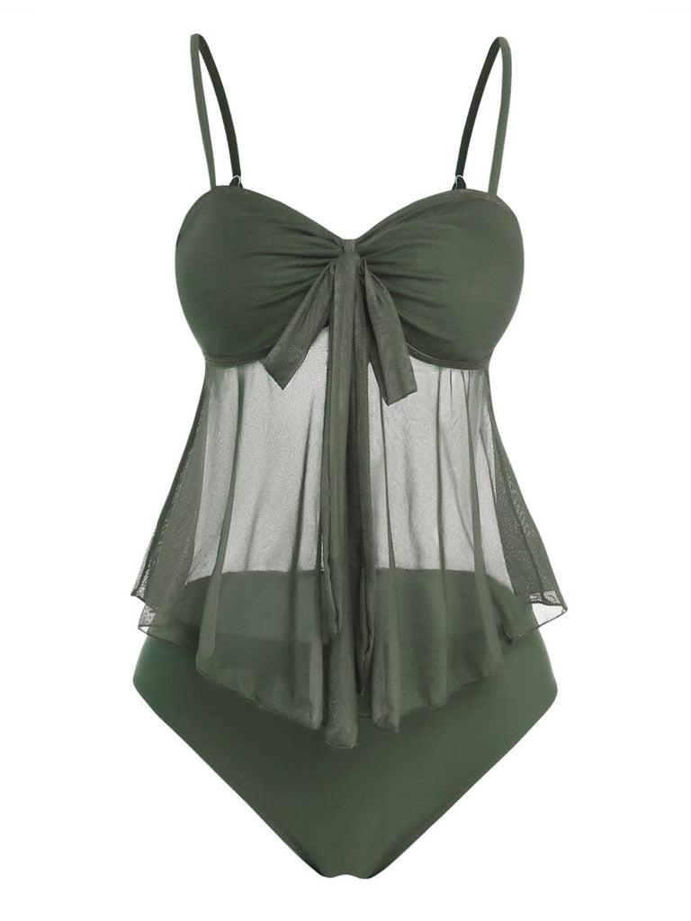 Maillot de Bain en Filet High Waist Nœud Tie Années 1950 9
